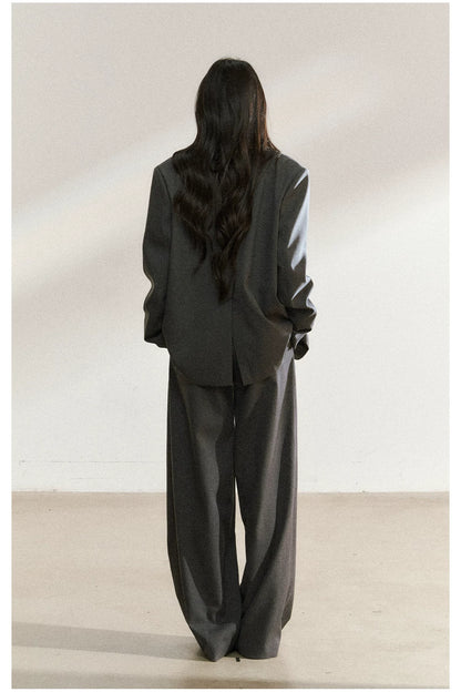 JN's DESIGN - Dark Gray Relaxed-Fit Mid-Length Blazer