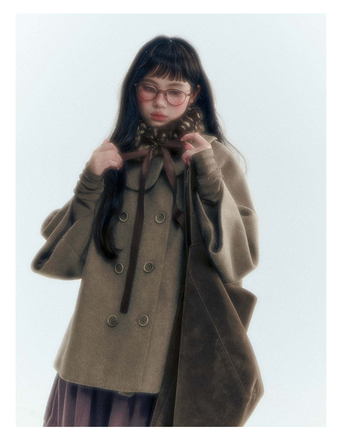 Horridale - Asymmetric Peter Pan Collar Wool-Blend Cape Coat – Oatmeal Beige