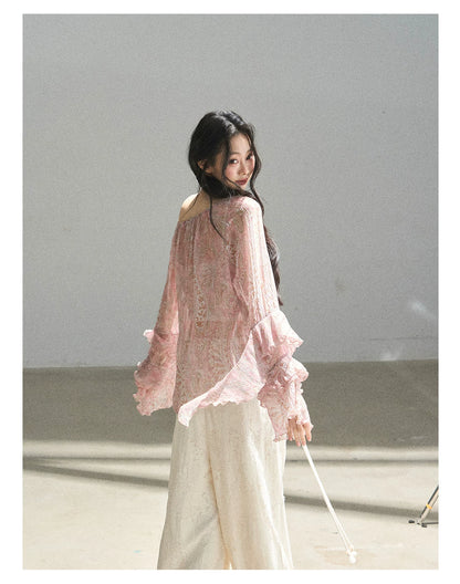 "A Love Letter to Sunlight" Dutch Cream Lace Wide-Leg Pants (With Matching Waist Rope)