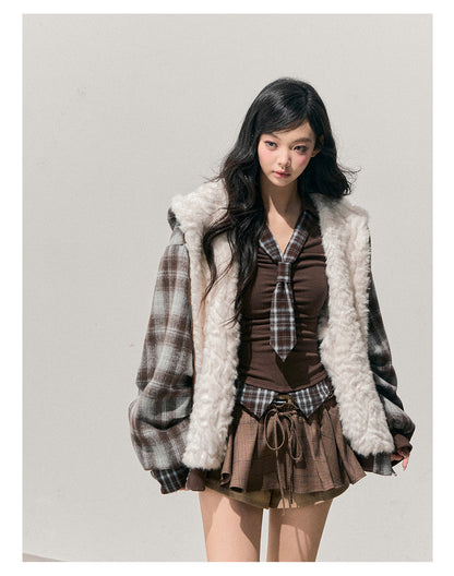 少也眼 “Pride & Prejudice” Reversible Oversize Jacket – Black & Blue Plaid