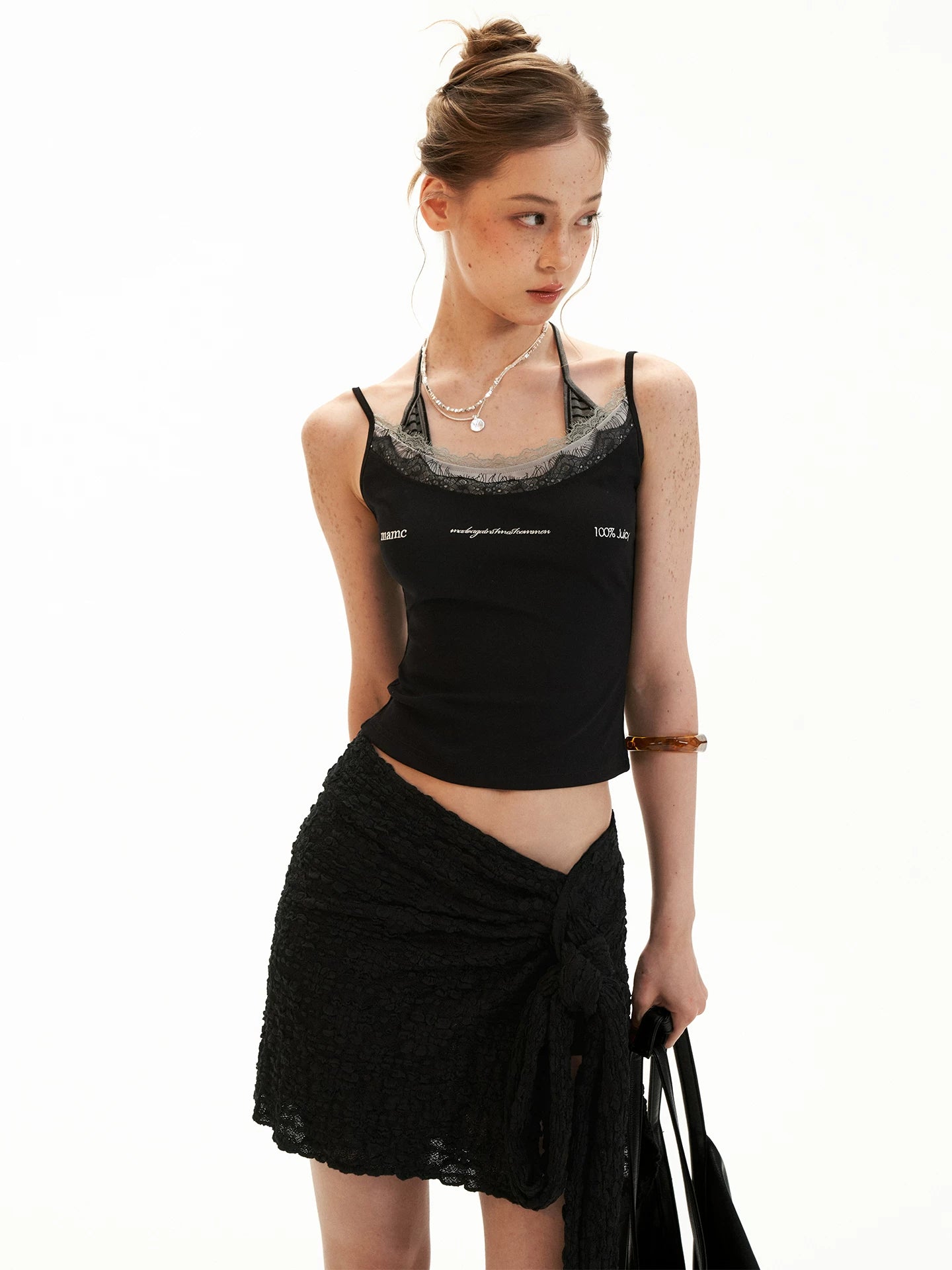 Wrap-Tie Asymmetrical Slit Mini Skirt