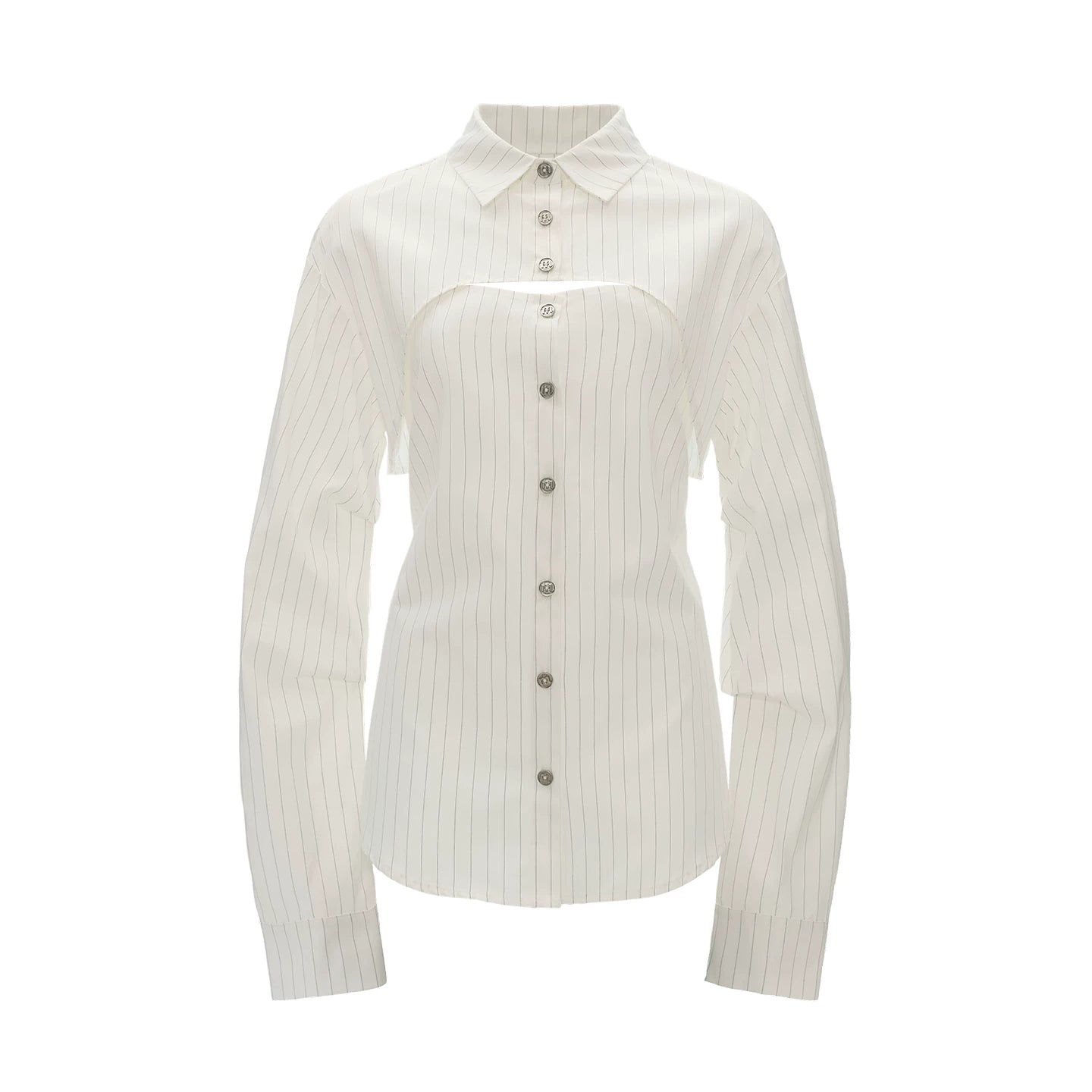 White Stripe Tie-Back Shirt & Cami Set
