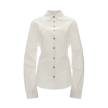 White Stripe Tie-Back Shirt & Cami Set