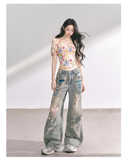 少也眼 “Verona Bloom" Off-Shoulder Halter Lace Top 5464644485