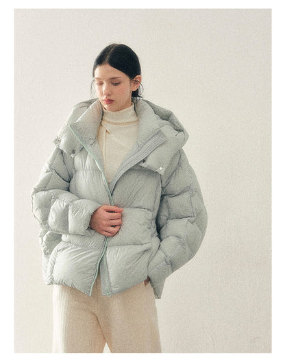 少也眼 "Thawing Snow Realm" Matte Nylon Down Puffer Jacket - Glacier Blue