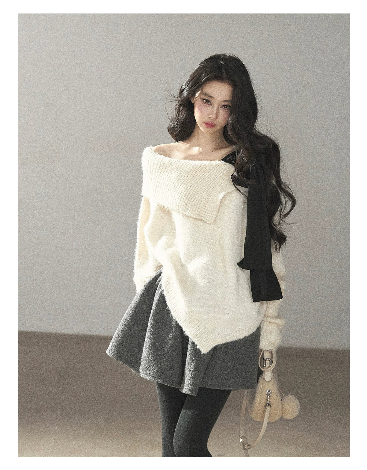 AOMALM - "Winter Traces" Dark Heather Gray Pleated A-Line Mini Skirt