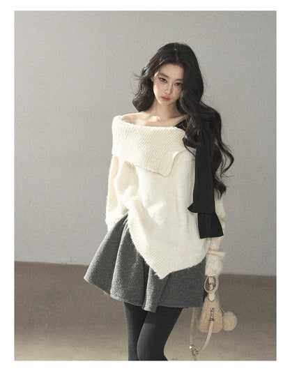 AOMALM - "Winter Traces" Dark Heather Gray Pleated A-Line Mini Skirt