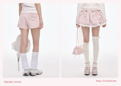 “Melody Blossom” Pink Floral Polo & Layered Skort Set