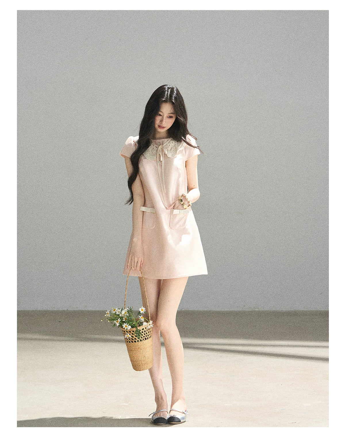 "Blush Haze" Cinnamon Pink Lace Babydoll Mini Dress