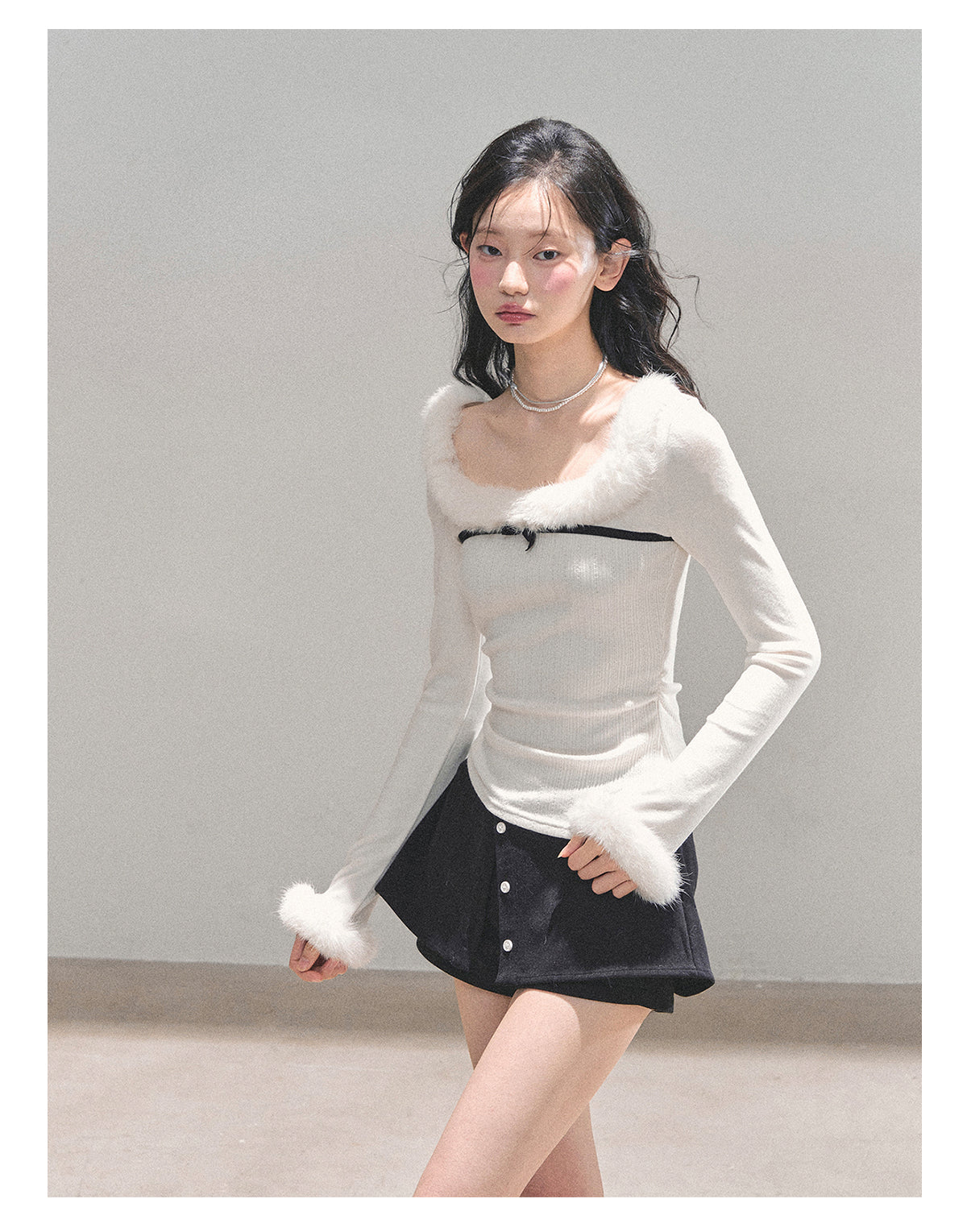 少也眼 “Hidden in Moonlight” Plush-Knit Winter Tee 84513541