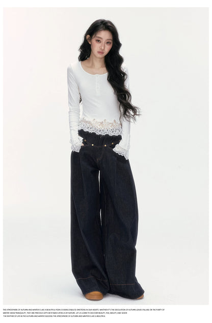 24olvides - Low-Rise Flare Jeans with Vintage Stud Details