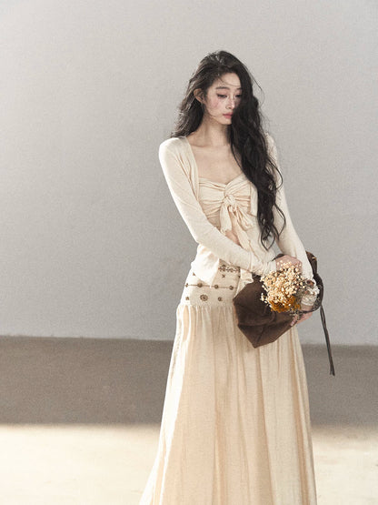 AOMALM - Cream Linen-Blend 3-Piece Set with Beaded Details