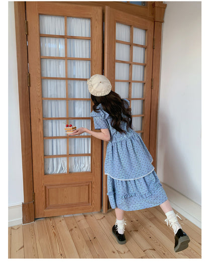 “Blueberry Tart Reverie” Blue Polka Dot Tea Dress
