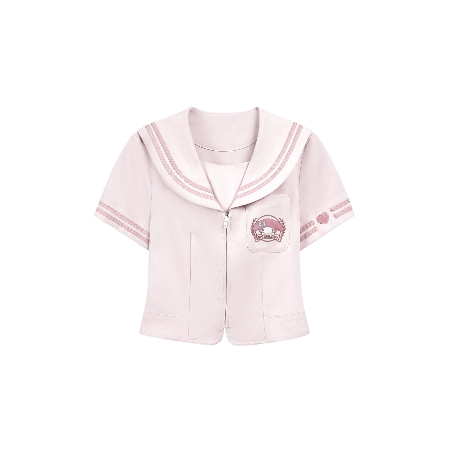 "Cherry Melody" Pink Sailor Uniform Set (Sailor Collar Shirt + Pleated Skirt + Ribbon Bow)
