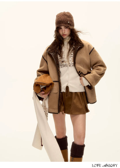 ASGONY - Brown Reversible Suede & Faux Shearling Jacket