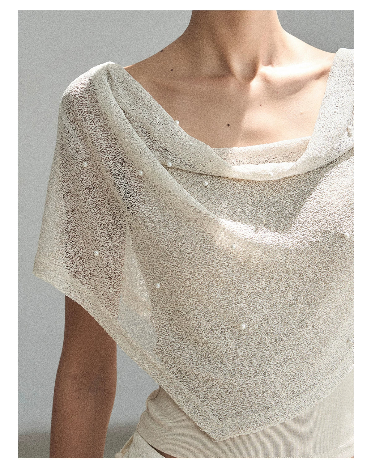 "The Scent of Soapberry" Dutch Cream Beaded Sheer Cover-Up Set