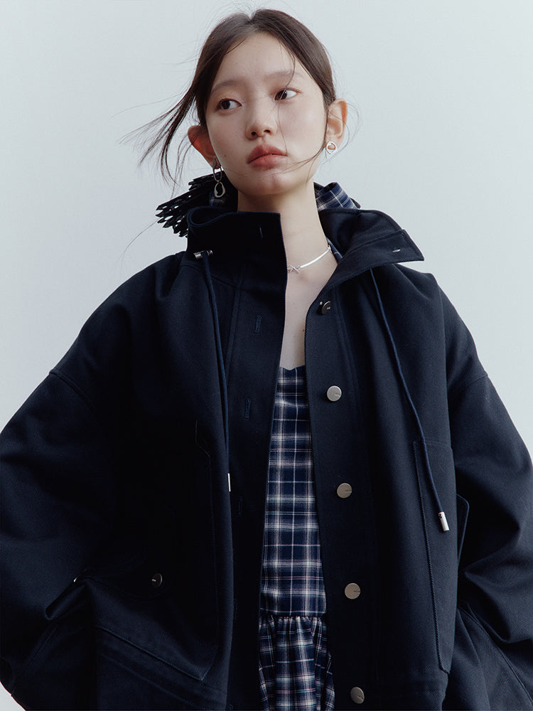 FUSSED Blues Prussian Blue Workwear Jacket – Dusky Blue Cotton FOF-25SS162