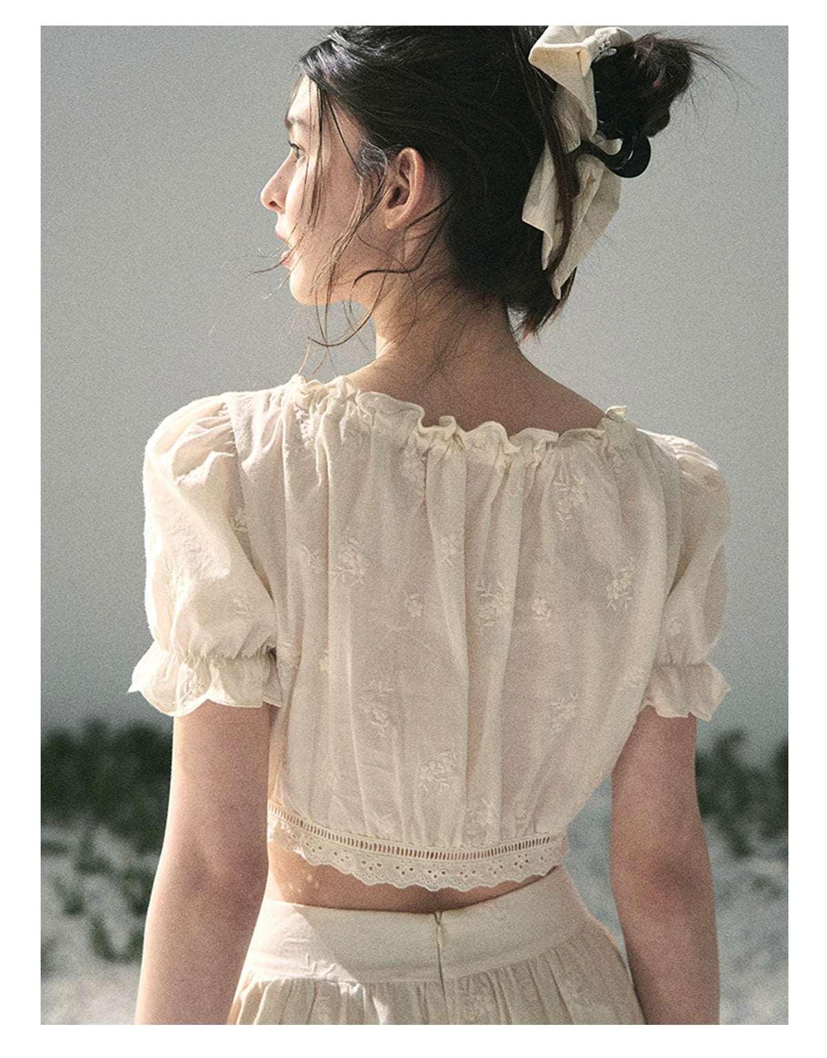 “Fallen Into the Garden” Dutch Cream Two-Piece Skirt Set 5635432