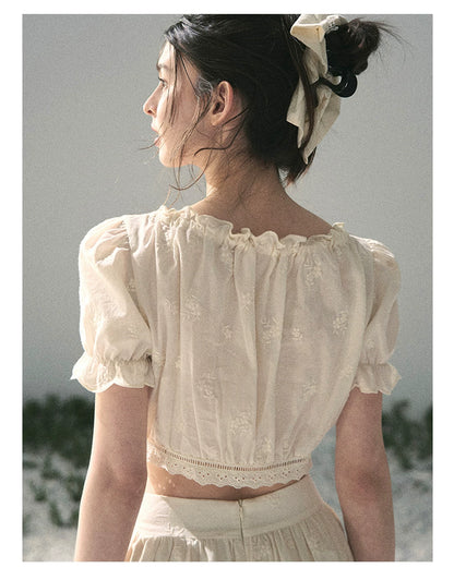 “Fallen Into the Garden” Dutch Cream Two-Piece Skirt Set 5635432
