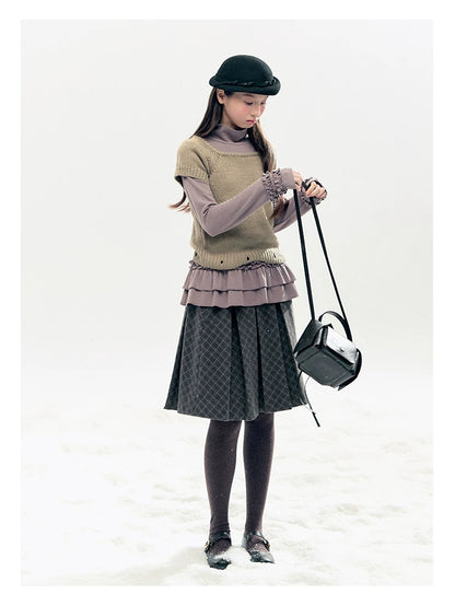 "Vintage Sonata" Khaki 3-Way Convertible Knit Top Set