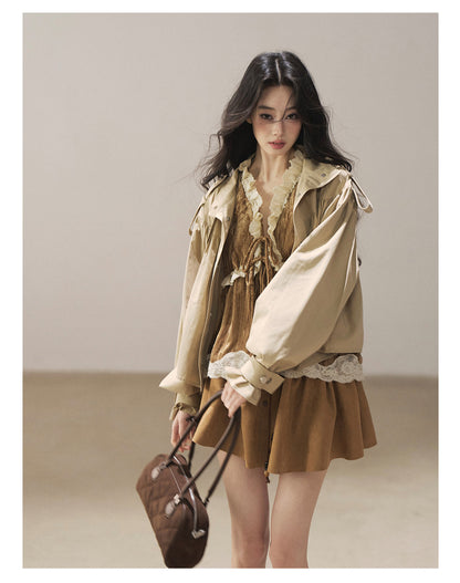 170726 "Where the Wind Wanders" Light Sand Cropped Utility Jacket