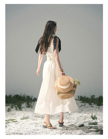 "Whispered Spring Midnight" Gardenia White Maxi Sundress 84545