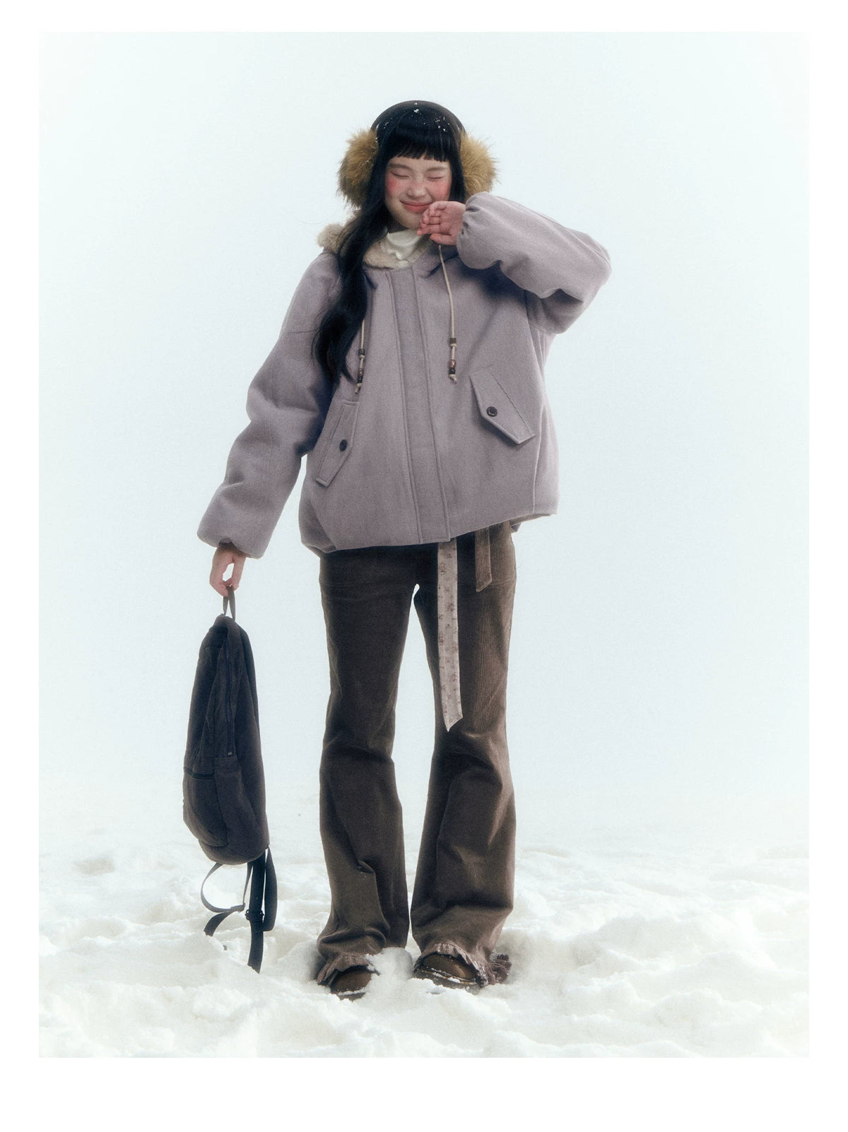 Horridale - Reversible Vintage Puff Jacket with Faux Fur – Misty Purple