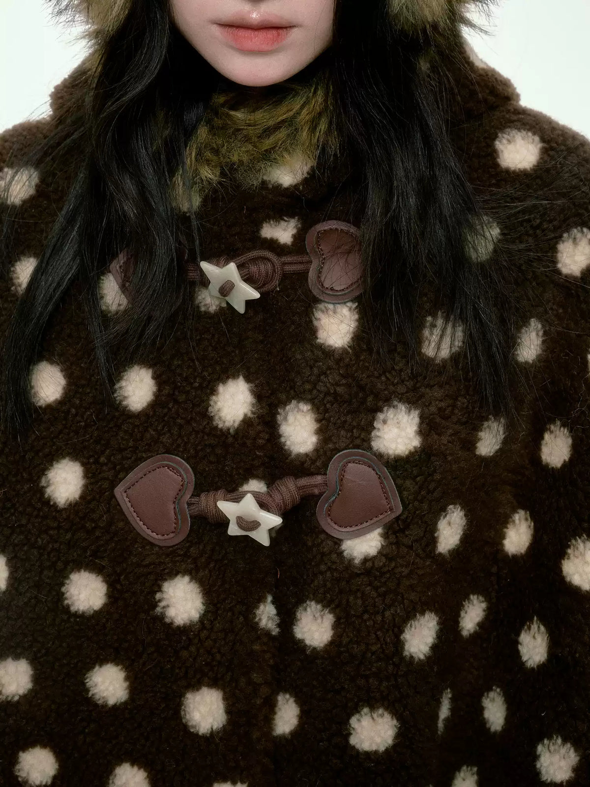 BIBIBENCY - Brown Faux-Wool Coat with Plush Polyester Lining