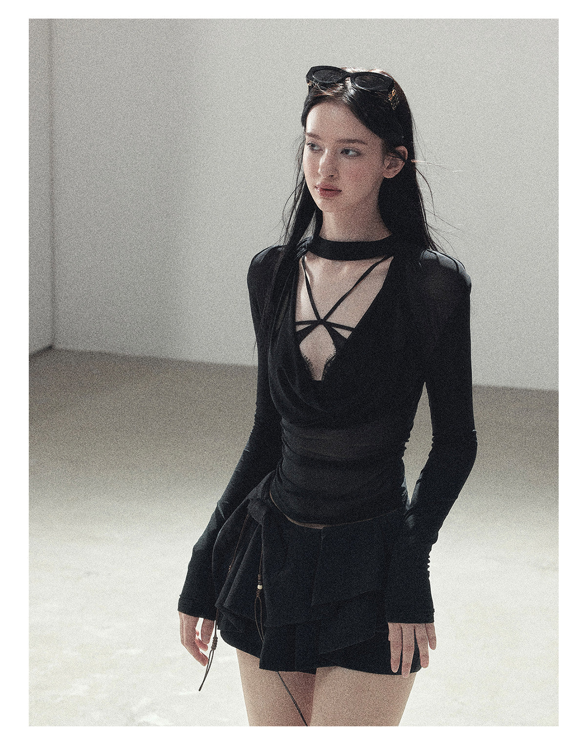 170726 "Barely There" Tranquil Black Sheer Halter Cover-Up