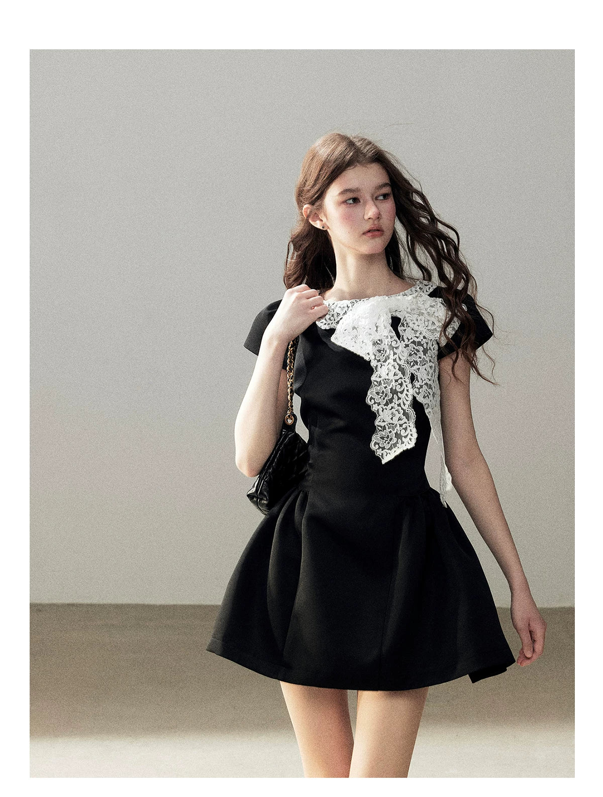 "A River Woven by Moonlight" Rich Black Lace Cocktail Mini Dress