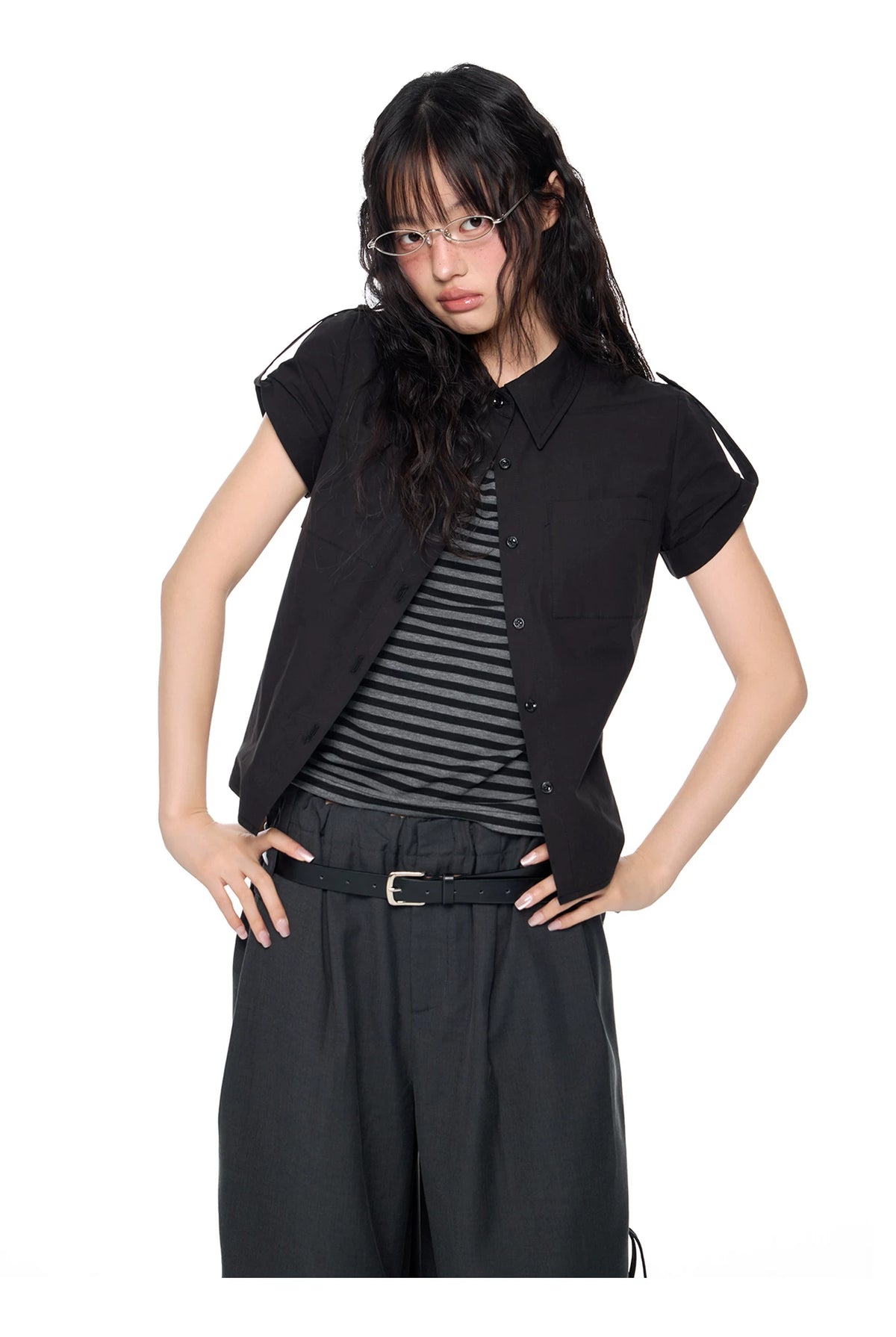 EZEK | Gingham Check Short Sleeve Shirt with Adjustable Sleeves