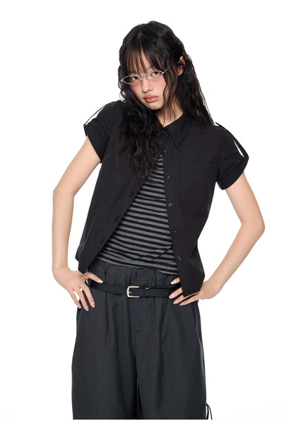 EZEK | Gingham Check Short Sleeve Shirt with Adjustable Sleeves