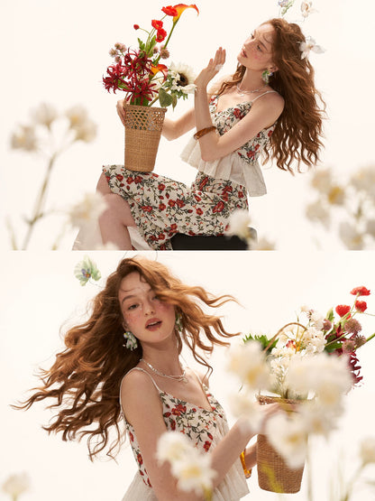 "Vintage Garden Mood" Embroidered Cami & A-line Skirt Set WE973