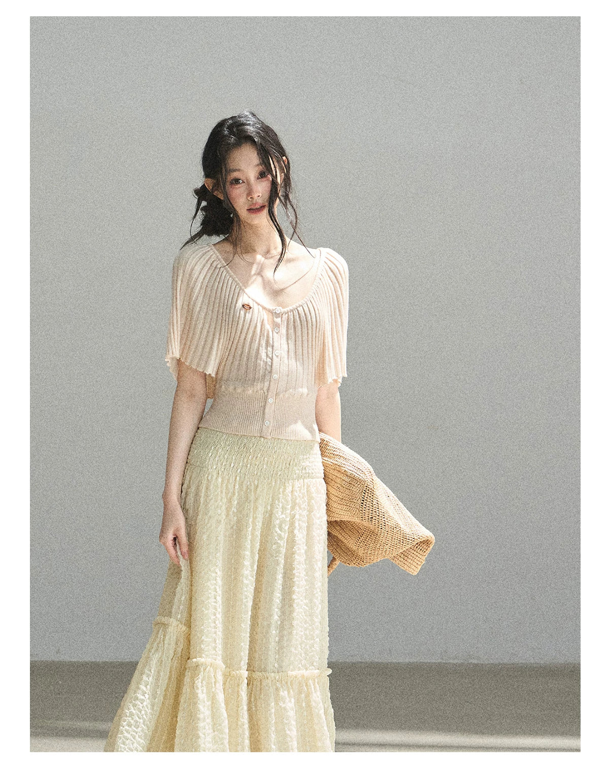 "Orange Sugar Glow" Blush Pink Convertible Off-Shoulder Knit Top