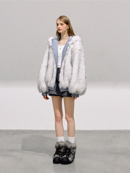 BOHOL BLING - Glacier Blue Reversible Faux Suede Fleece Jacket