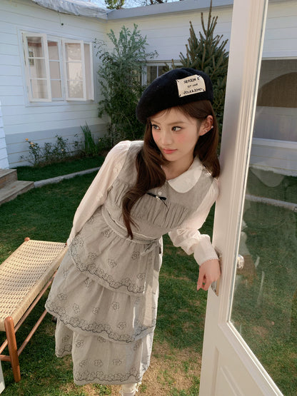 “Woodland Waltz Reverie” Grey Layered Cake Dress