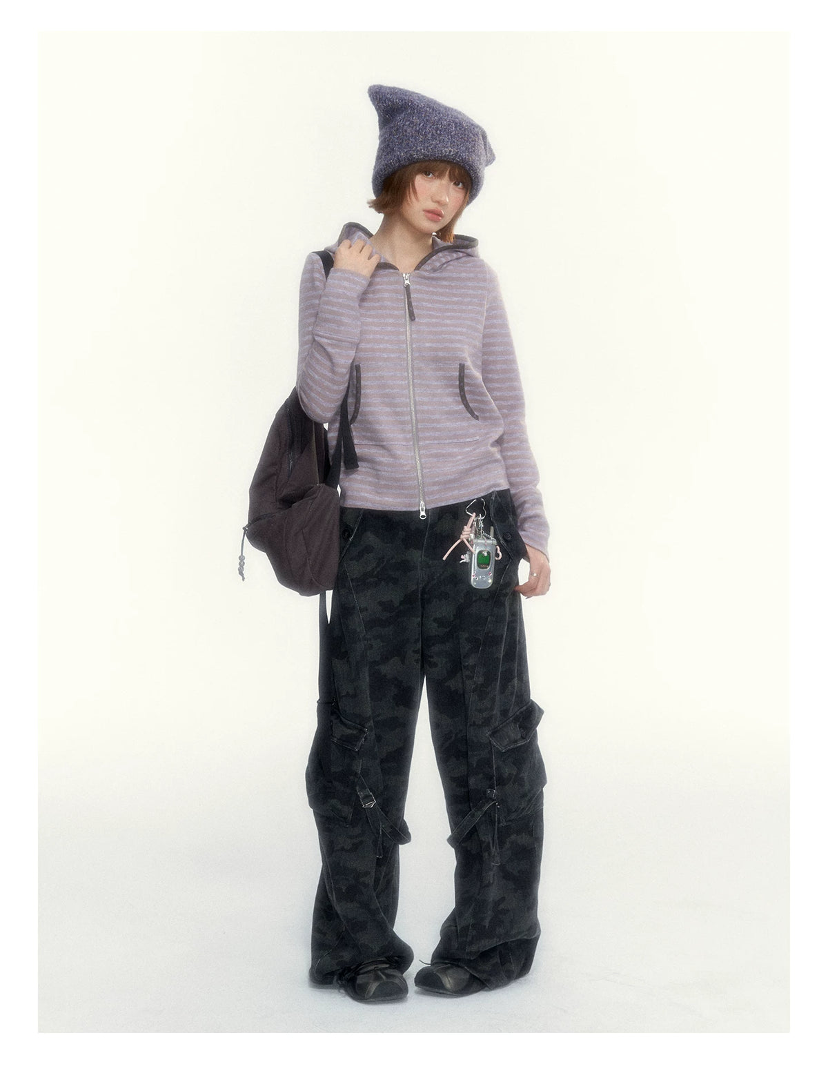 Camouflage Washed Wide-Leg Utility Pants