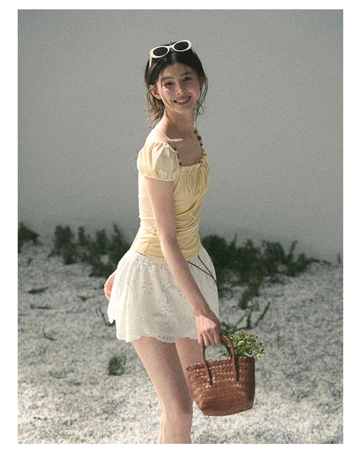 “Lost in Your Embrace” Gardenia White Lace Puff Skort