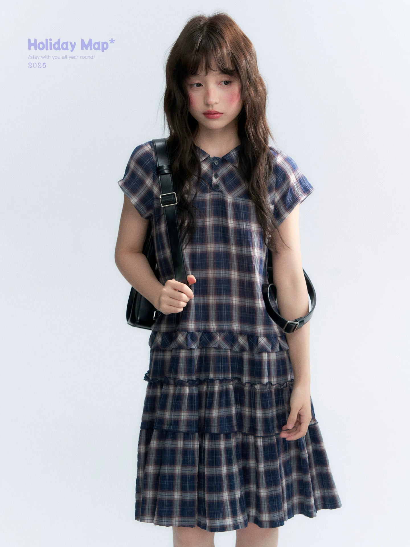 "Weekend Diary" Ruffle Tiered Polo Midi Dress