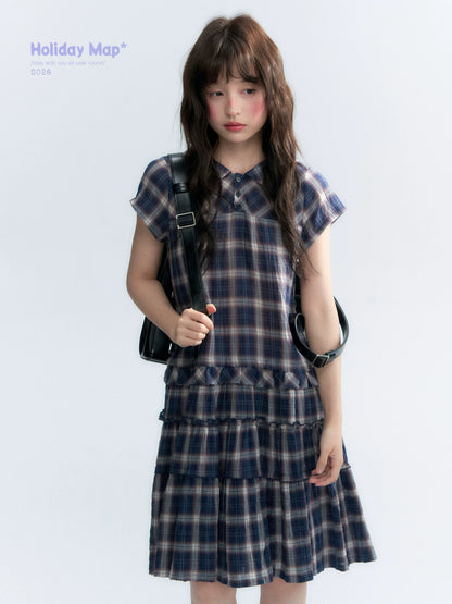 "Weekend Diary" Ruffle Tiered Polo Midi Dress