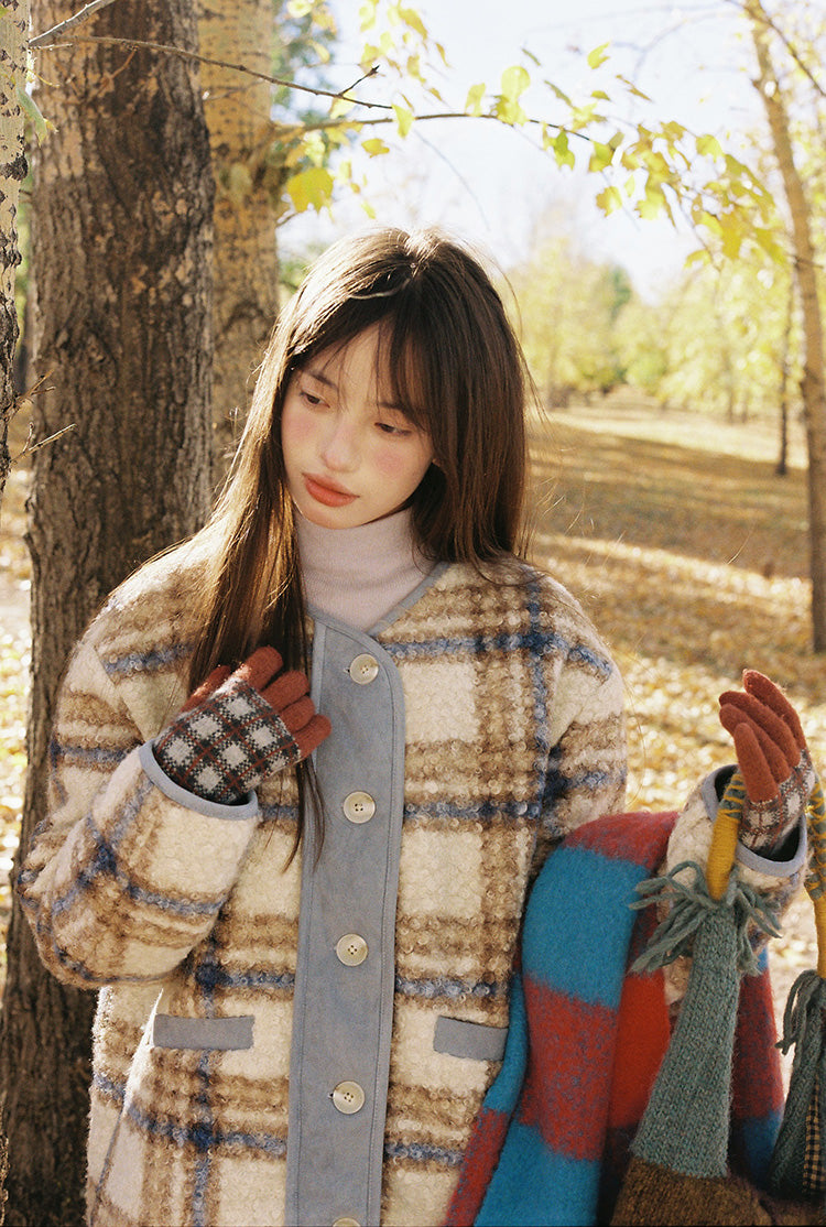 Zzouu - Blue Coffee Imitation Fur Jacket