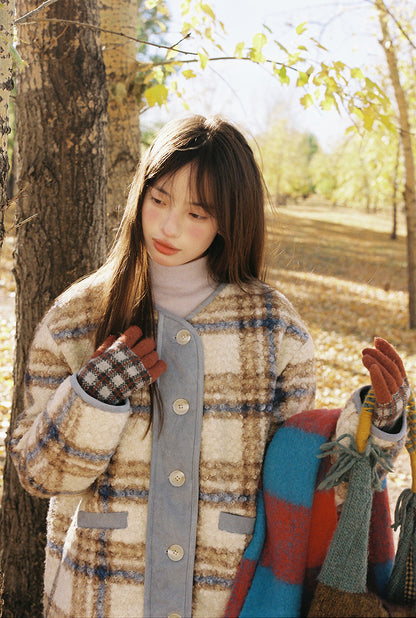 Zzouu - Blue Coffee Imitation Fur Jacket