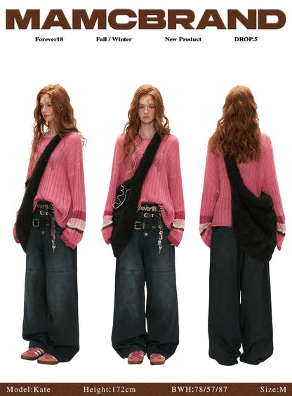 MAMC - Striped Round Neck Sheer Top