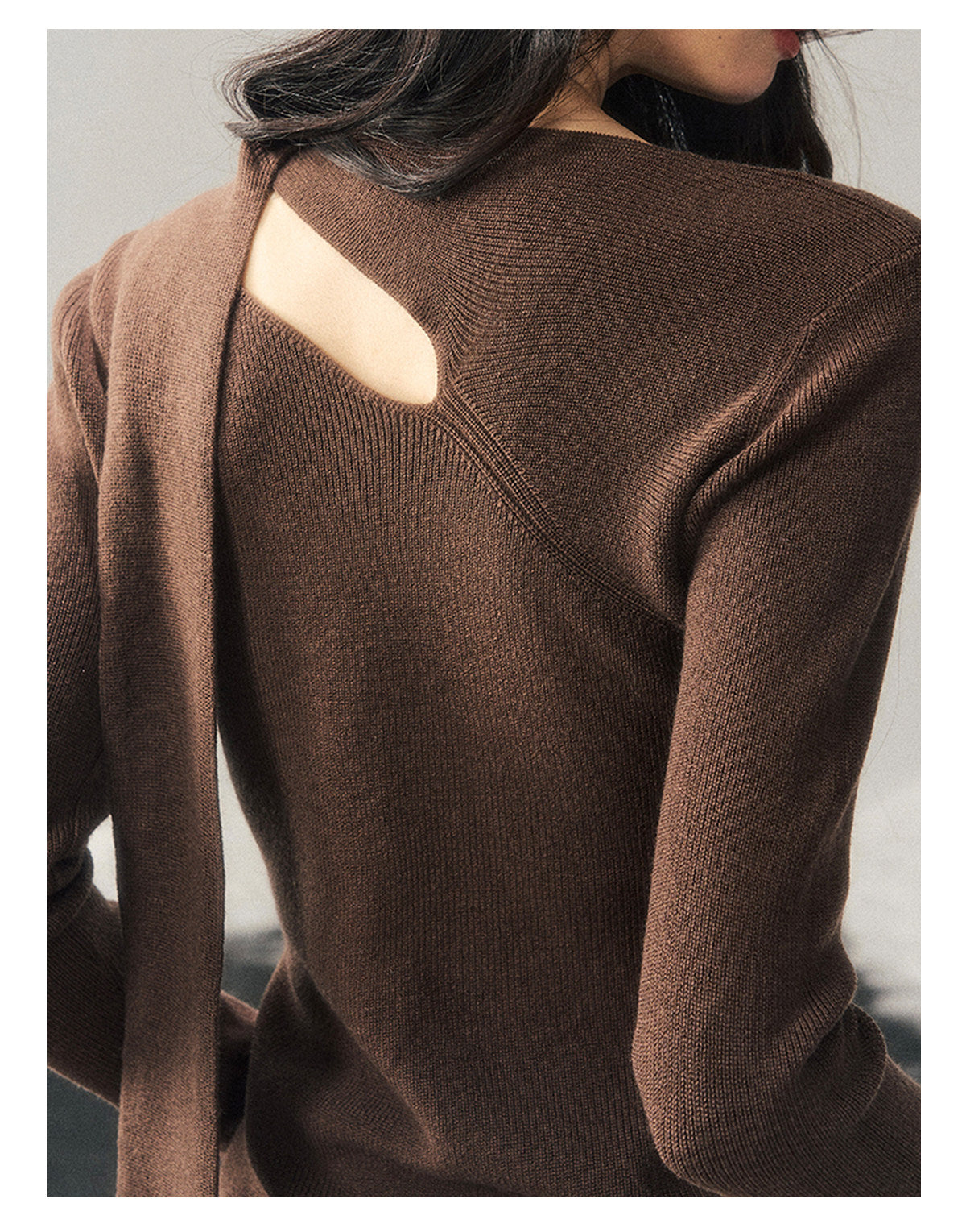 少也眼 "Dusk of Memory" Cropped Knit T-Shirt - Rich Cocoa