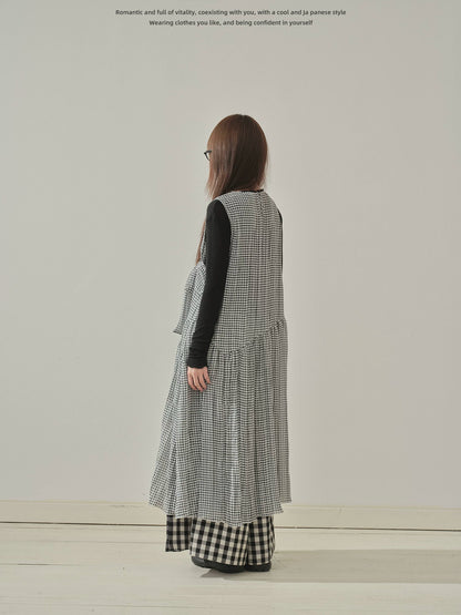 "Heritage Ribbon" Black & White Plaid Plaid Bow Maxi Dress