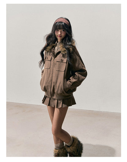 少也眼 “Twilight Warmth” Hepburn-Style Winter Jacket & Skirt Set 684616