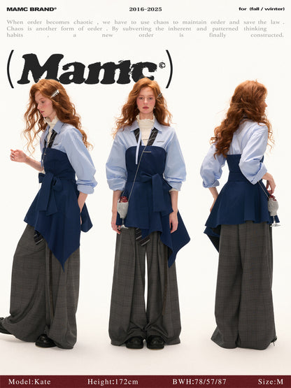 MAMC - Asymmetric Navy Strapless Bow Dress