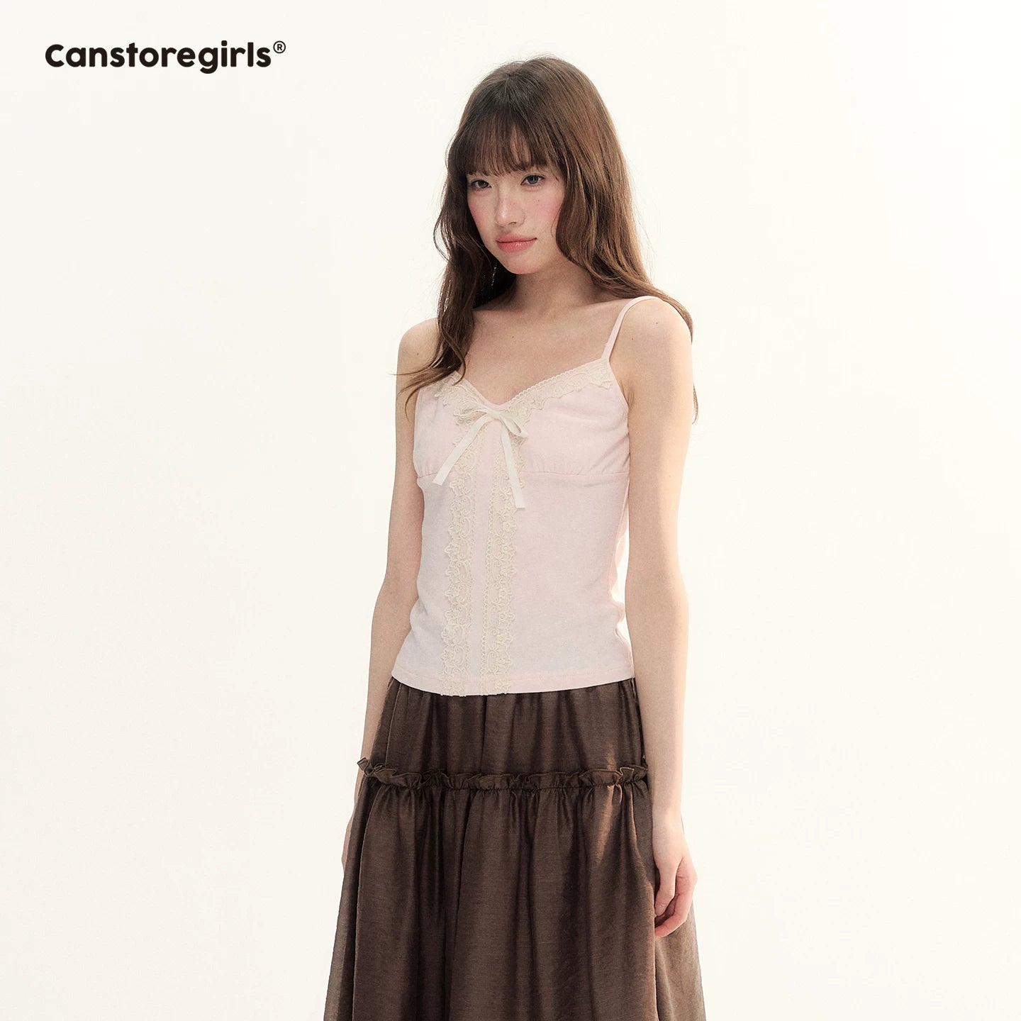 Soft Pink Lace Trim Knit Cami & Cardigan Set LL2026115