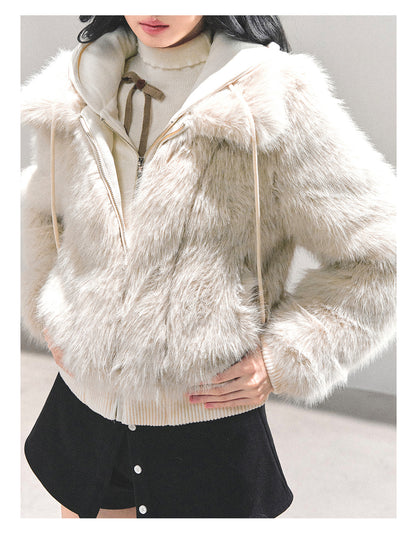 少也眼 "She Walks Through Snow" Faux Shearling Winter Jacket 8763132