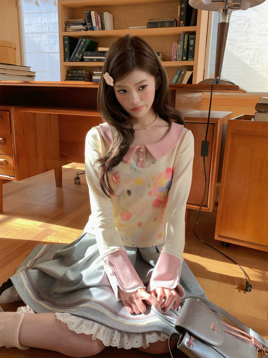 “Spring Palette Reverie” Apricot Cropped Knit Top